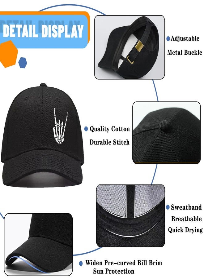viofre Mens Hats Black Baseball Cap for Men Skull Snapback Hats for Men Fitted Fishing Snap Back Baseball Hat Mens Trucker Cap for Women Flat Bill Brim caps Gifts Hiphop Golf Accessories - Image 4